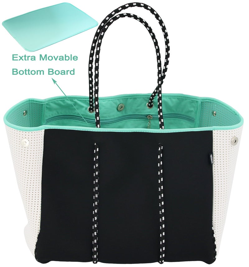 QOGiR Neoprene Multipurpose Beach Bag Tote with Inner Zipper Pocket (Black, X-Large) â€¦ - Image 3